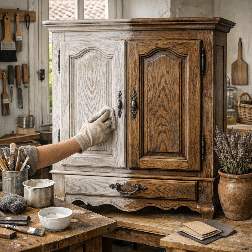 Peinture effet cérusé blanc : réussir un bois patiné